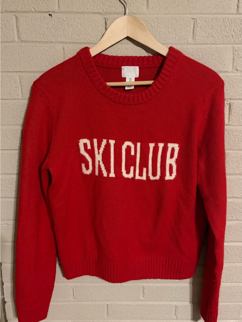 H&M Red 'Ski Club' Crewneck Sweater - Women's